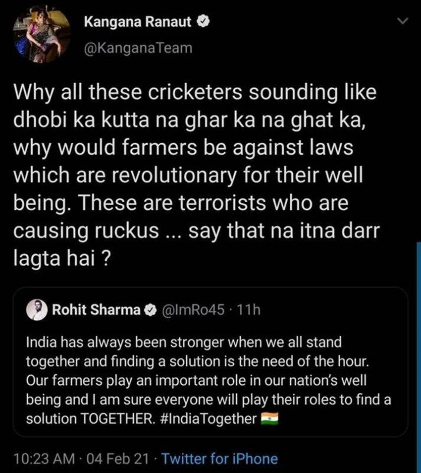 Kangana Ranaut deleted tweet