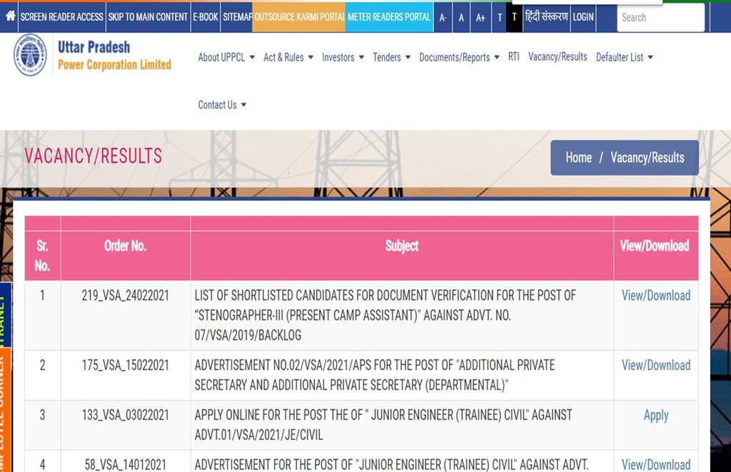UPPCL Stenographer Result 2019: स्किल टेस्ट 30 जनवरी 2021 को आयोजित किया गया था।