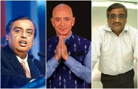 mukesh ambani, jeff bezos, kishor biyani