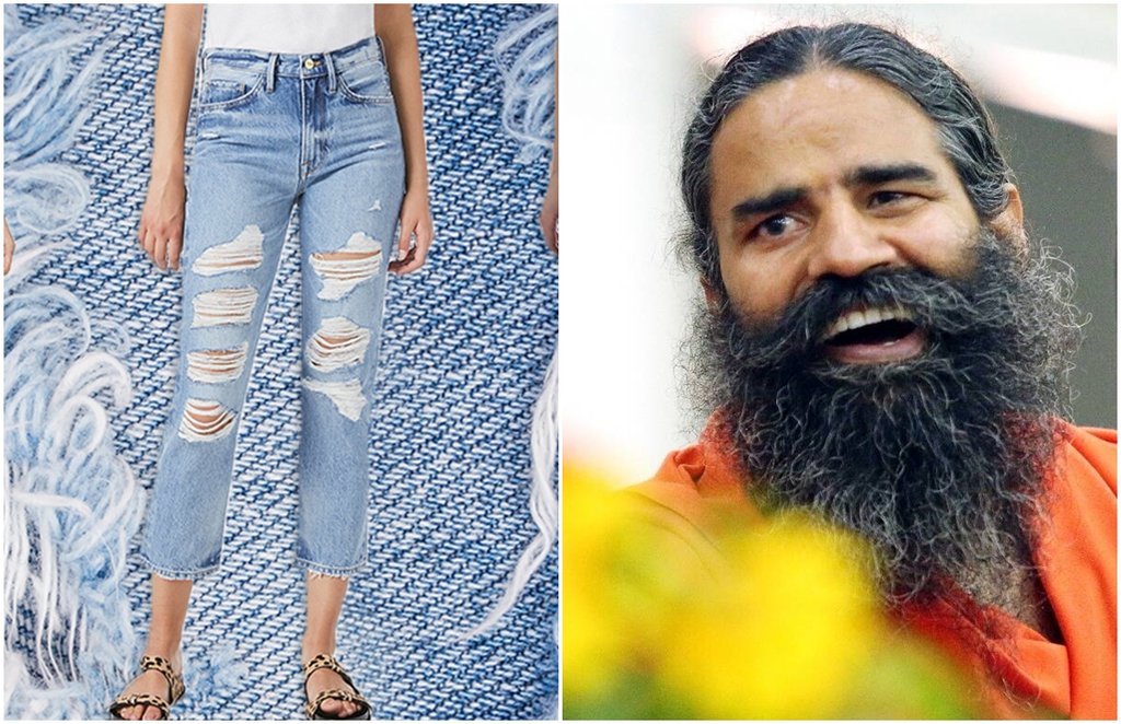 baba ramdev, patanjali jeans, patanjali paridhan, shredded jeans, women, Uttarakhand CM, Tirath Singh Rawat, Tirath Singh Controversial Remark, Women Ripped Jeans, Tirath Singh Rawat Remark, jansatta