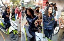 VIDEO: महिला पुलिसकर्मी ने स्कूटी सवार लड़की को जड़ा थप्पड़, बीच सड़क हाईवोल्टेज ड्रामा