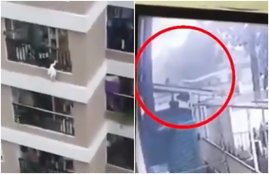vietnam man saves girl falling from building, man catch girl falling from 12th floor, delivery man saves toddler from high rise, viral news,