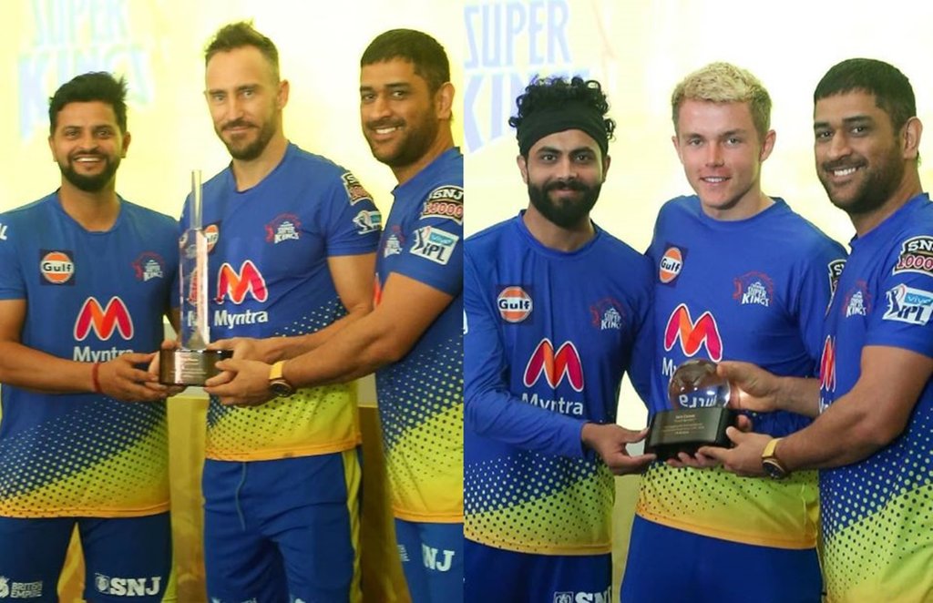 af du Plessis, Sam Curran, MS dhoni, Suresh Raina, Ravindra Jadeja