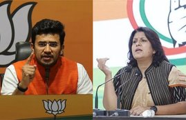 supriya shrinate, tejashvi surya, tv debate