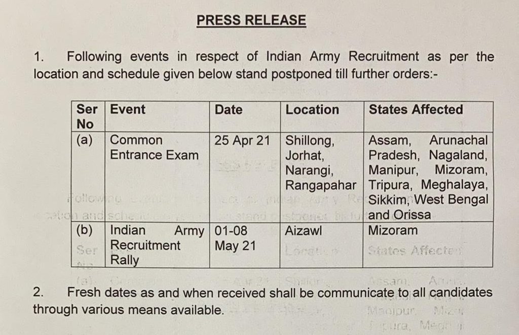 25 अप्रैल, 2021 को निर्धारित सभी सीईई गतिविधियों को वर्तमान कोविड ​19 स्थितियों के कारण अगले आदेश तक स्थगित कर दिया गया है।