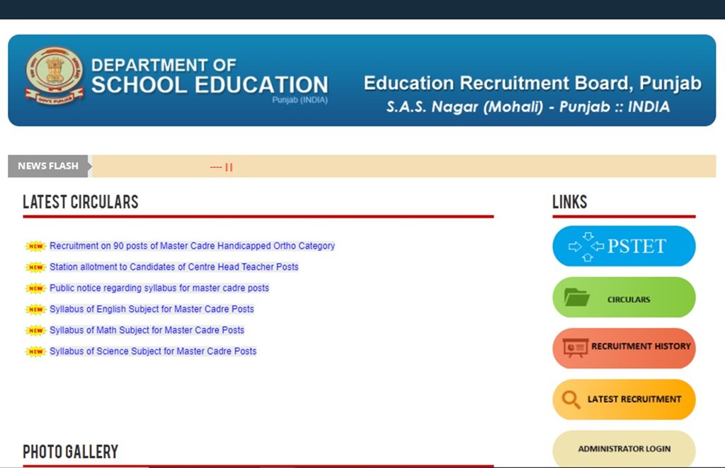 Punjab, Punjab Education Department, Teaching Posts, Handicapped Ortho Category, Master Cadre,