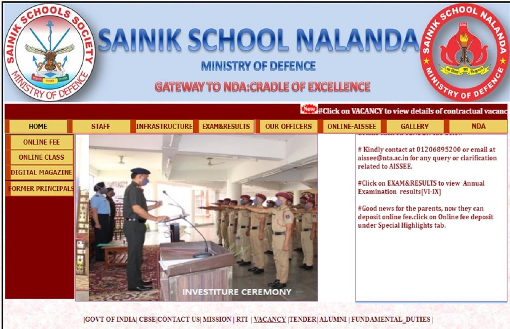 Sainik School Notification 2021, Sainik School job
