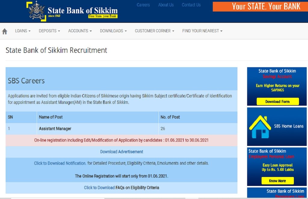 State Bank of Sikkim recruitment 2021, jobs at Assistant Manager Posts Recruitment 2021