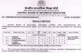 CBSE Skill Test 2021 Result for Various Posts, CBSE Various Vacancy Result 2021,