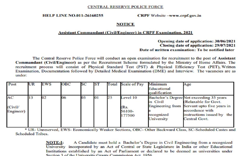 crpf assistant commandant recruitment 2021,crpf.gov.in,crpf recruitment, crpf recruitment 2021