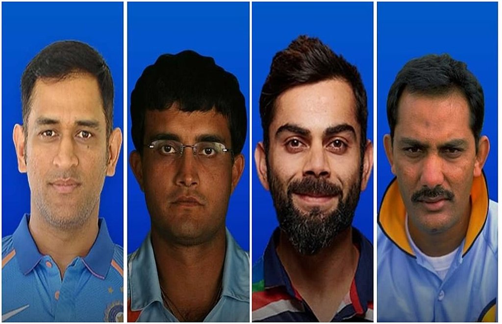 MS Dhoni Sourav Ganguly Virat Kohli Mohammad Azharuddin1