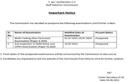 SSC Exam 2021 Postponed: आयोग ने जारी किया नोटिस, इन महत्वपूर्ण एग्जाम को किया स्थगित