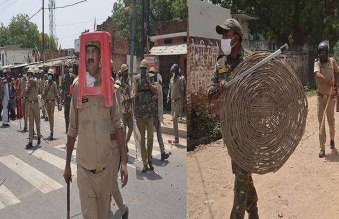 सर पर ‘टोकरी’ और ‘स्टूल’ रखकर लॉ एंड आर्डर संभालती दिखी यूपी पुलिस, सोशल मीडिया पर तस्वीर शेयर कर बोले लोग – वाह क्या सीन है