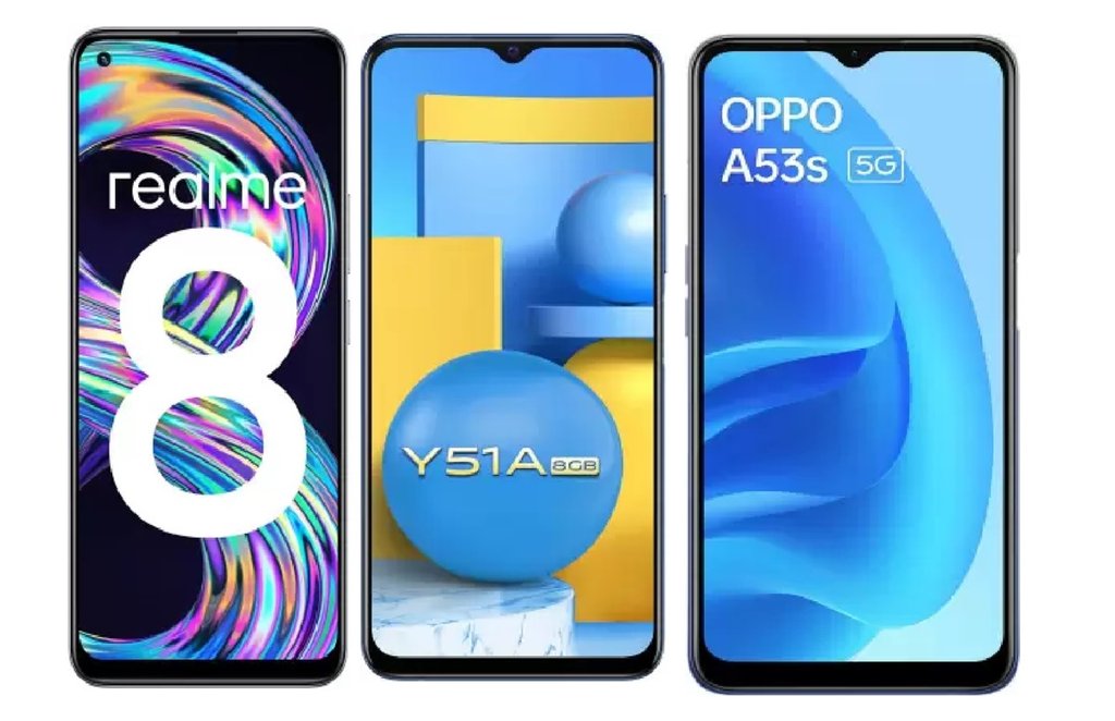 Does Oppo A53s 5G support fast charging?, What is the price of Vivo Y51A?, What is the price of Realme 8?