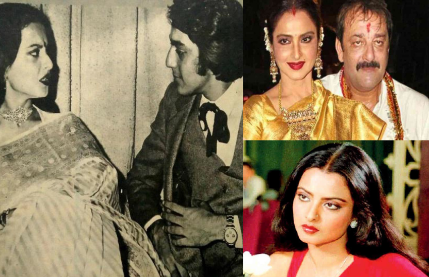 80 के दशक में रेखा का नाम बॉलीवुड अभिनेता संजय दत्त के साथ भी जुड़ा था। हालांकि, रेखा और संजय दत्त ने हमेशा ही अपने रिश्ते को सच नहीं बताया। रेखा की बायोग्राफी ‘रेखा: द अनटोल्ड स्टोरी’ के अनुसार रेखा और संजय दत्त फिल्म ‘जमीन आसमान’ में काम कर रहे थे और उसी दौरान यह अफवाह उड़ी थी। संजय दत्त ने सबसे पहले 1987 में ऋचा शर्मा से शादी की थी ,लेकिन उनकी 1996 में मौत हो गई थी। ऋचा और संजय की एक बेटी त्रिशाला हुई थी। इसके बाद संजय ने रिया पिल्लाई से 1998 में शादी की और 2008 में इनका तलाक हो गया। इसके बाद संजय ने मान्यता से 2008 में शादी की। इससे इनके जुड़वा बच्चे हुए। एक बेटा और एक बेटी।(सनी देओल के साथ कभी रहा था इन अभिनेत्रियों का अफेयर, जानिए इन एक्ट्रेसेस के हैं कितने बच्चे )