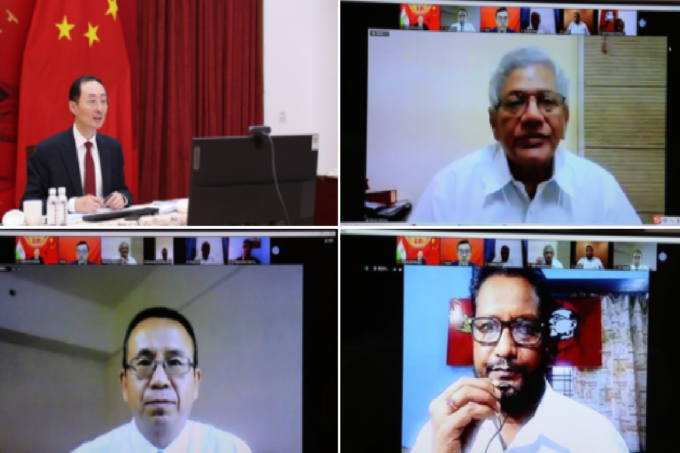 CPIM leader Sitaram Yechury, CPl leader D Raja, International Dept CPC, Chinese Embassy event , Chinese Communist Party CPIM leader Sitaram Yechury, CPl leader D Raja, International Dept CPC, Chinese Embassy event , Chinese Communist Party