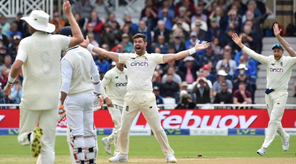 Englands James Anderson appeals unsuccessfully for wicket of Indias KL Rahul