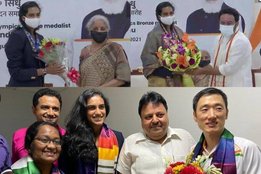 Olympic medallist PV Sindhu Park Tae-Sang BAI Ajay Singhania Union Minister Nirmala Sitharaman G Kishan Reddy