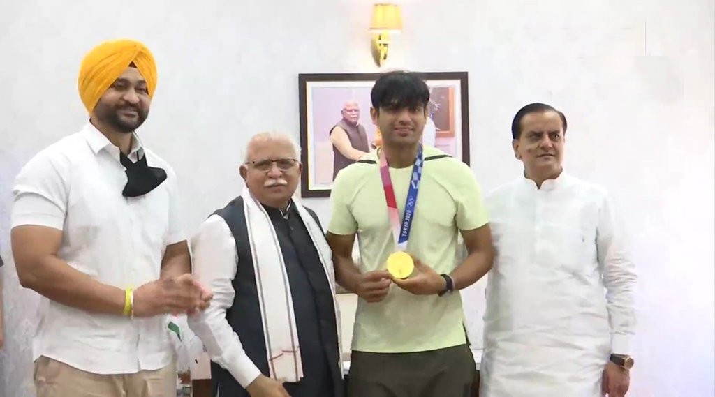 Tokyo Olympics gold medallist Neeraj Chopra Haryana Chief Minister Manohar Lal Khattar Chandigarh