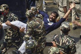 Youth Congress activist during protest over unemployment