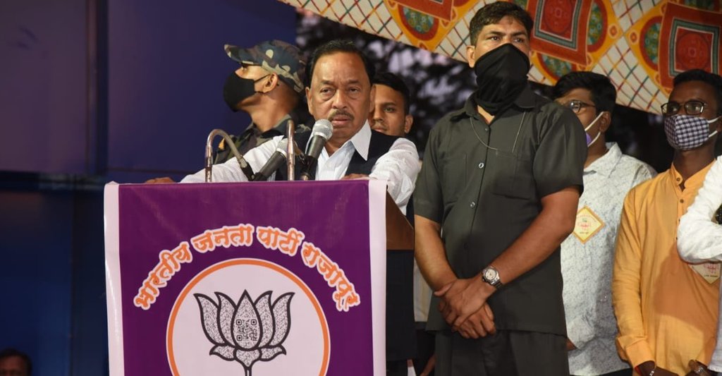जन आशीर्वाद यात्रा के दौरान नारायण राणे। फोटो- उनके ट्विटर हैंडल से