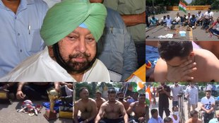 para-athletes-protest-against-punjab-government-demanding-jobs-outside-cm-amarinder-singh-residence-crying-and-removed-clothes-thrown-medals