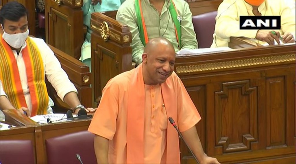 विधानसभा में यूपी के सीएम योगी आदित्यनाथ। फोटो- एएनआई ट्विटर हैंडल