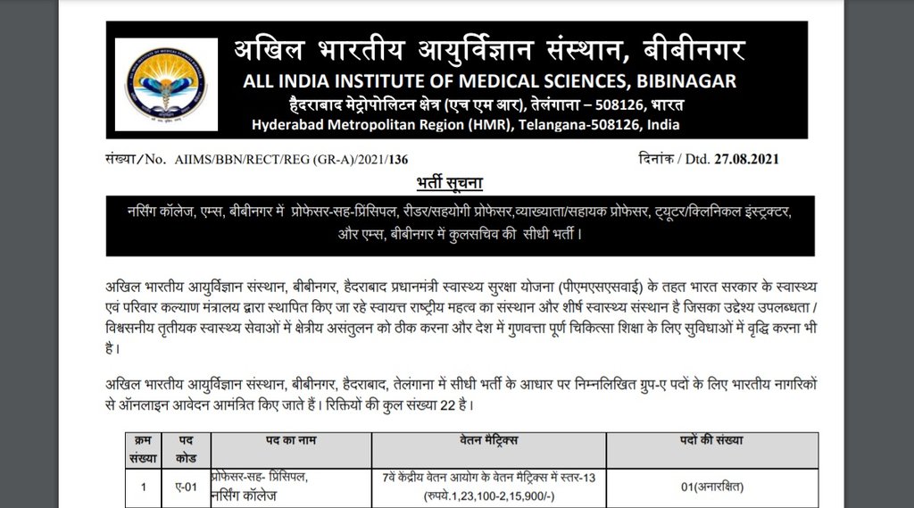 AIIMS Professor cum Principal Recruitment, AIIMS Registrar Recruitment, AIIMS Reader Recruitment, AIIMS Lecturer Recruitment, AIIMS Assistant Professor Recruitment,