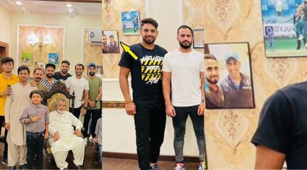 pak-allrounder-faheem-ashraf-love-towards-ms-dhoni-visible-after-pictures-from-his-home-framed-selfie-of-faheem-and-dhoni
