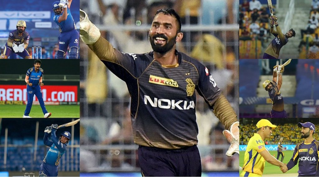 ipl-2021-mi-vs-kkr-match-ended-with-series-of-records-by-rohit-sharma-dinesh-karthik-jasprit-bumrah-venkatesh-iyer-rahul-tripathi-performs