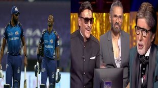 kbc-13-mumbai-indians-allrounder-kieron-pollard-let-athiya-shetty-father-suneil-shetty-and-tiger-shroff-father-jacky-shroff-win-prize-money-in-big-b-amitabh-bachchan-show-on-hot-seat