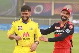 Mahendra Singh Dhoni Captain of Chennai Super Kings and Virat Kohli Captain of Royal Challengers Bangalore