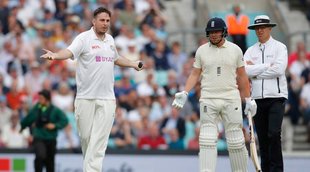 Man Runs Into England Jonny Bairstow on pitch bowl ball during fourth Test against India