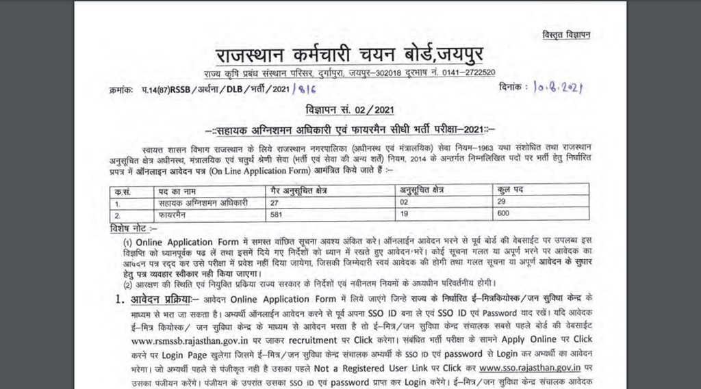 RSMSSB, RSMSSB Fireman Recruitment, RSMSSB Assistant Fire Officer Recruitment, RSMSSB AFO Recruitment, sarkari naukri,