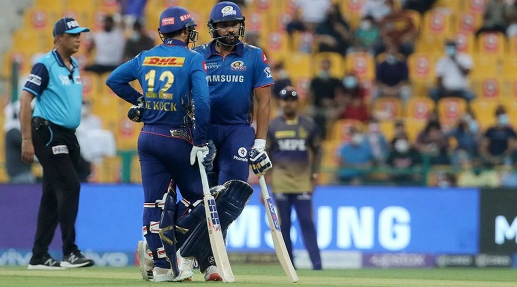 Rohit Sharma captain of Mumbai Indians and Quinton de Kock of Mumbai Indians IPL 2021