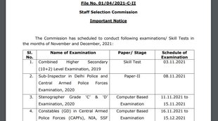SSC Exam Notice, SSC Exam Notice 2021, SSC CHSL Exam 2019 Notice, SSC Stenographer Exam 2020 Notice, SSC GD Constable Exam 2021 Notice,