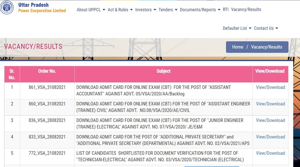 UPPCL, UPPCL Admit Card, UPPCL Recruitment, UPPCL Latest Update