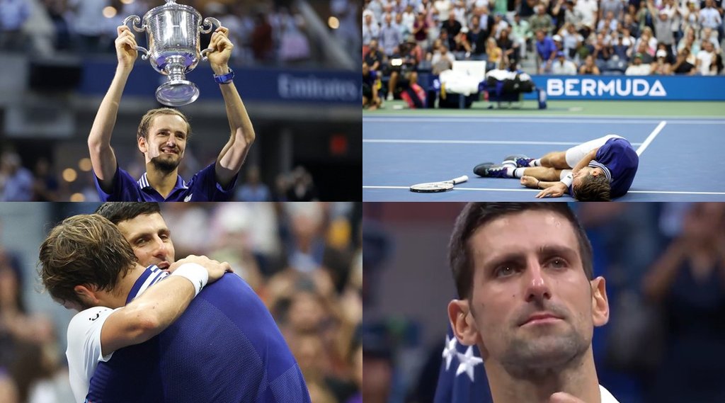 us-open-novak-djokovic-cries-after-loosing-21st-grandslam-missed-to-complete-calendar-grandslam-daniil-medvedev-new-champion-video