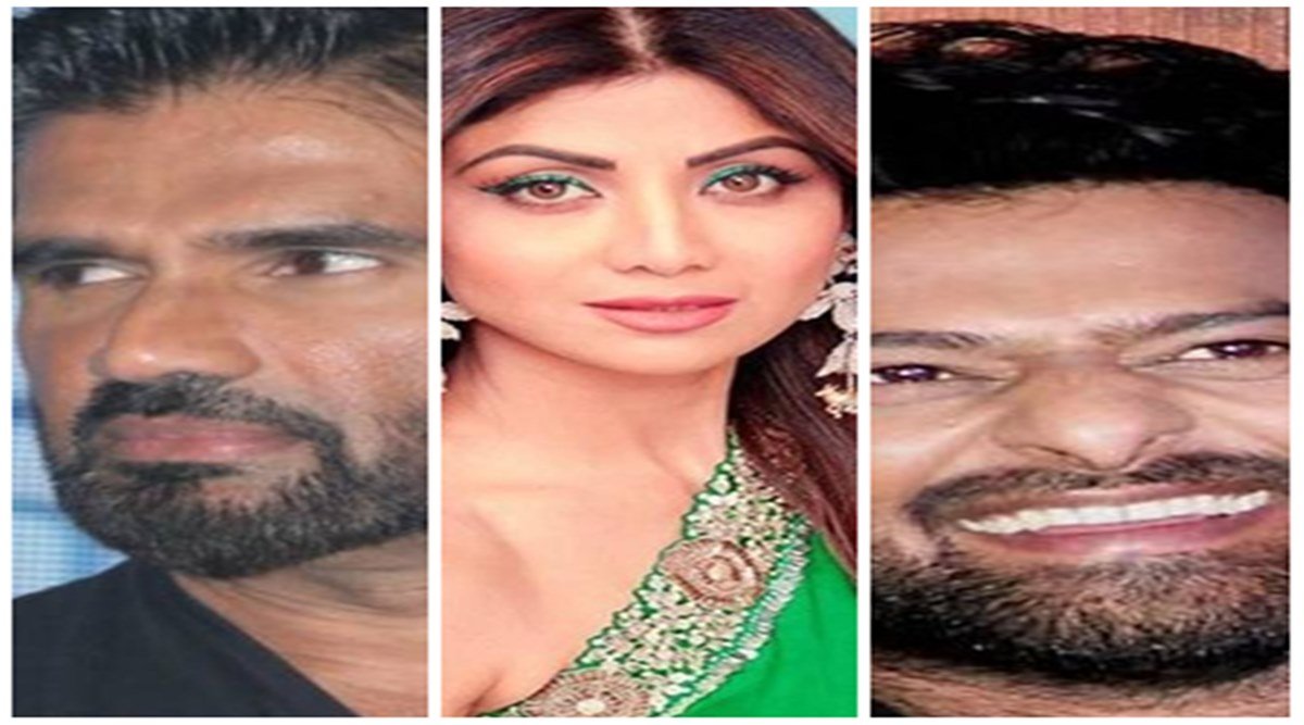 (बाएं) सुनील शेट्टी,शिल्पा शेट्टी,प्रभास। फाइल फोटो। 