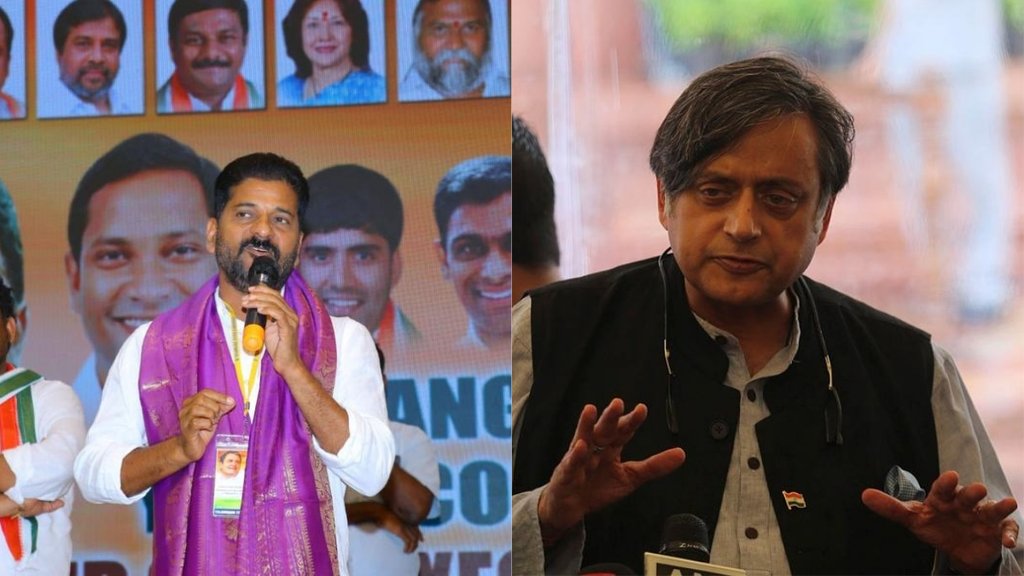 कांग्रेस सांसद शशि थरूर के खिलाफ अपमानजनक टिप्पणी करने वाले तेलंगाना कांग्रेस कमेटी के अध्यक्ष रेवंथ रेड्डी ने माफ़ी मांग ली है। (एक्सप्रेस फोटो/ ट्विटर:revanth_anumula)