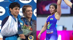 ANSHU MALIK SARITA MOR SPORTS NEWS WORLD WRESTLING CHAMPIONSHIP