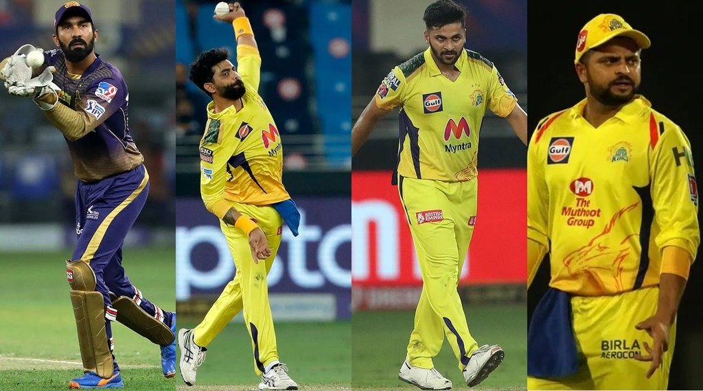 Dinesh Karthik Suresh Raina Ravindra Jadeja Shardul Thakur