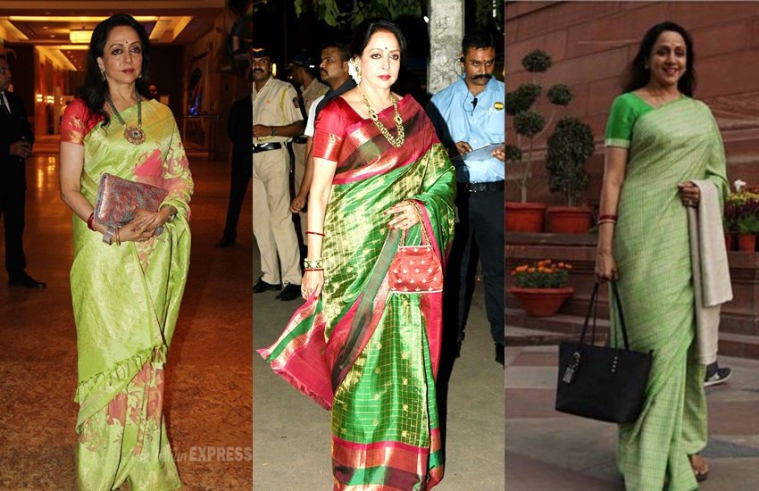 Hema Malini : हेमा मालिनी यूपी में मथुरा से बीजेपी (BJP) की सांसद हैं। राजनीति में आने से पहले वह बॉलीवुड की सुपरस्टार एक्ट्रेस रही हैं। हेमा मालिनी ड्रीम गर्ल के नाम से भी मशहूर रही हैं। धर्मेंद्र (Dharmendra) की पत्नी और ईशा देओल (Esha Deol) की मां हेमा मालिनी की गिनती स्टाइलिश सांसदों में भी होती है। यूं तो उनपर हर रंग के कपड़े जचते हैं लेकिन हरे ड्रेस में वह और भी खूबसूरत लगती हैं। देखें हरी साड़ियों में हेमा मालिनी की कुछ वायरल तस्वीरें: 