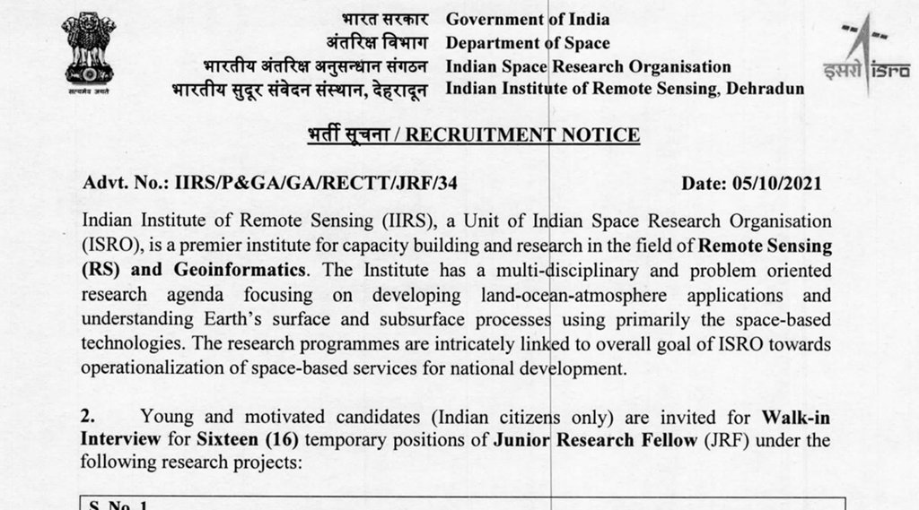 IIRS Recruitment 2021, IIRS Recruitment 2021 Notification, IIRS Recruitment 2021 Apply Online, IIRS,