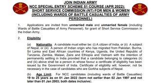 Indian Army, Indian Army Recruitment 2021, Indian Army Notification 2021