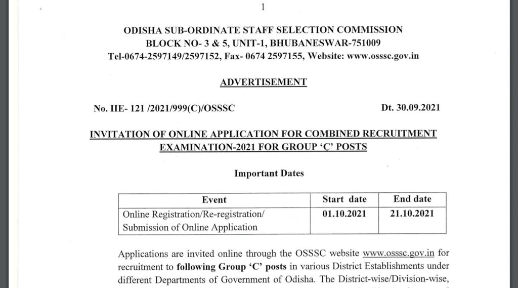 OSSSC, OSSC Recruitment 2021, OSSSC Recruitment, OSSSC Notification, OSSSC Job Notification