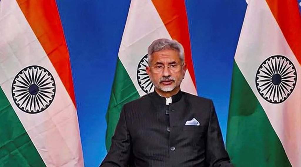 अफगानिस्तान के मुद्दे पर जी 20 के विदेश मंत्रियों को संबोधन के दौरान की तस्वीर। फोटो- पीटीआई