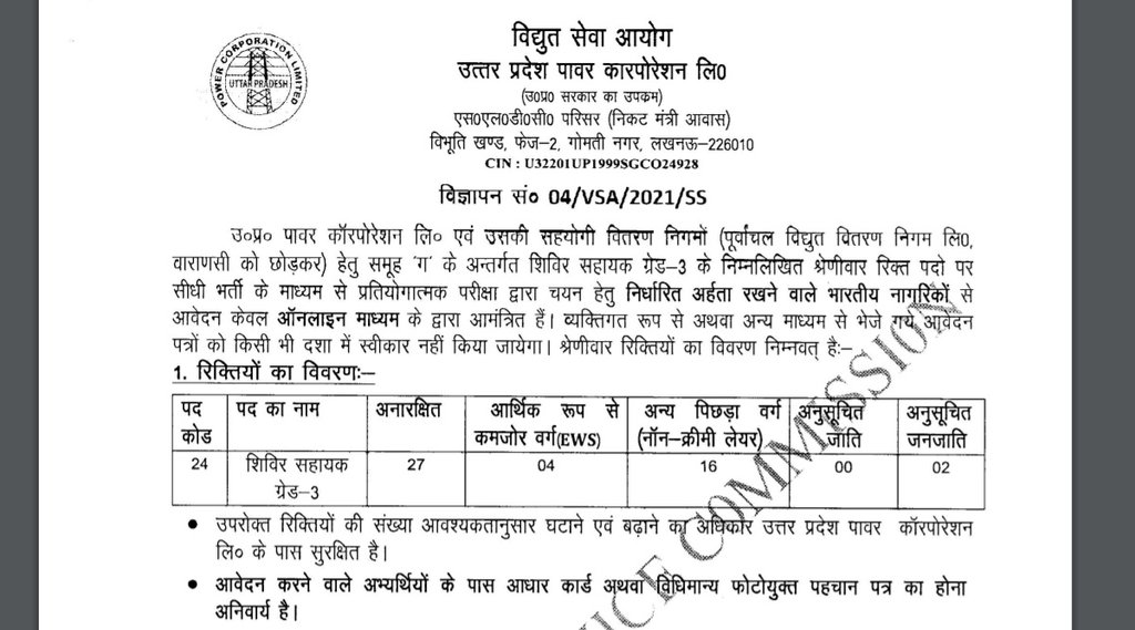 UPPCL, UPPCL Recruitment 2021, UPPCL Notification 2021, Sarkari Naukari
