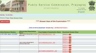UPPSC, UPPSC Answer Key, UPPSC GIC Lecturer Answer Key 2021