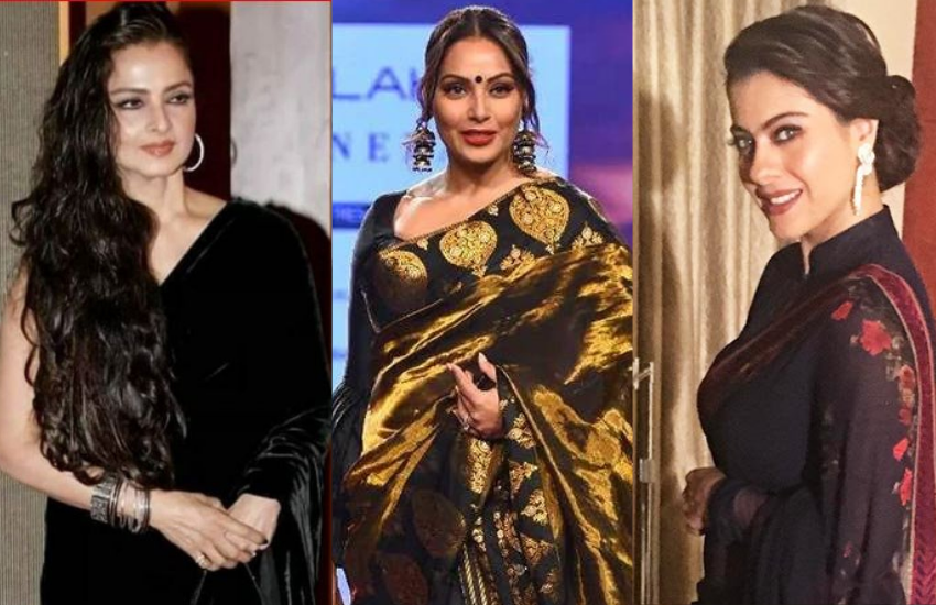 रेखा और काजोल एक समय पब्लिक अपीयरेंस के समय हमेशा ब्राइट कलर पहने ही नजर आती थीं, लेकिन समय के साथ इन एक्ट्रेसेस ने अपने डस्की लुक को नया टच दिया और ब्लैक साड़ी और ड्रेस में ये नजर आने लगीं। तो चलिए देखें कि बॉलीवुड की ये सांवली एक्ट्रेसेस जब ब्लैक साड़ी में जब नजर आईं तो क्यों उन पर कैमरे के फ्लैश चमकते ही रहे।
